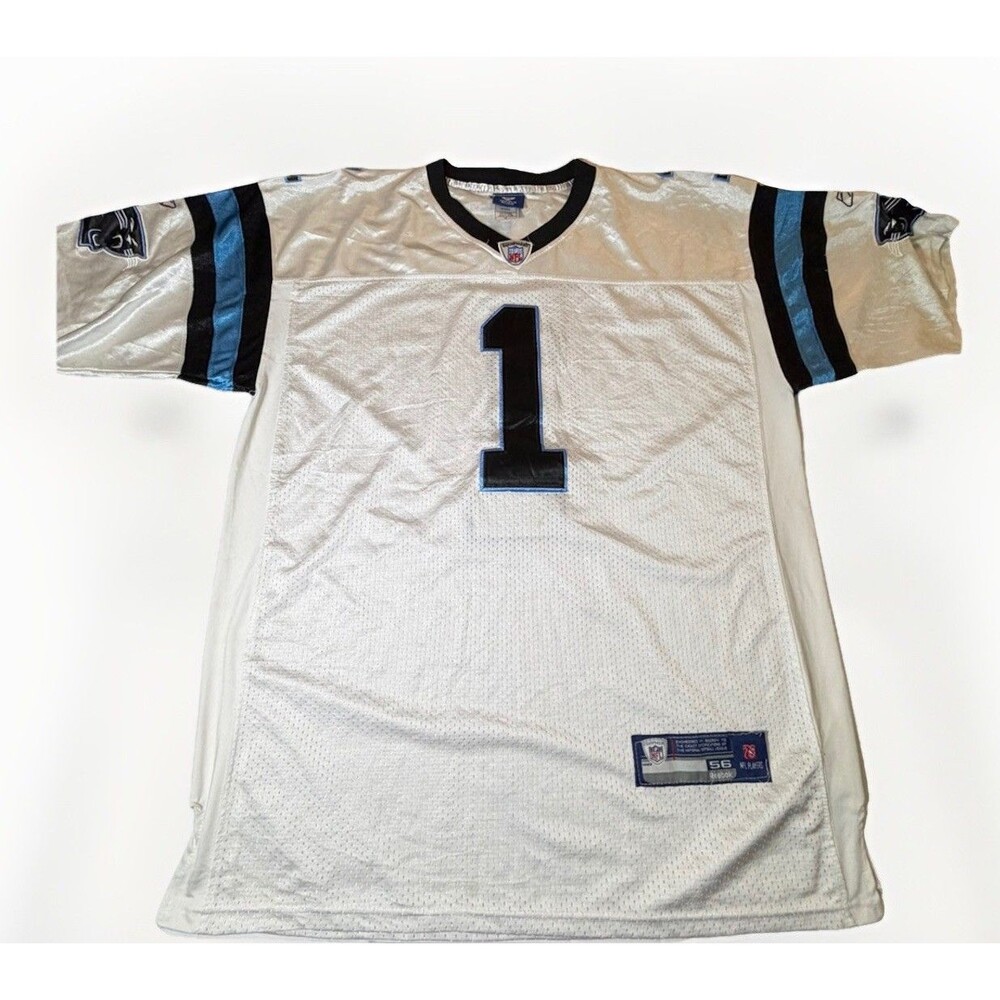 Reebok Cam Newton #1 Carolina Panthers White NFL Football Jersey Size 56 XXL